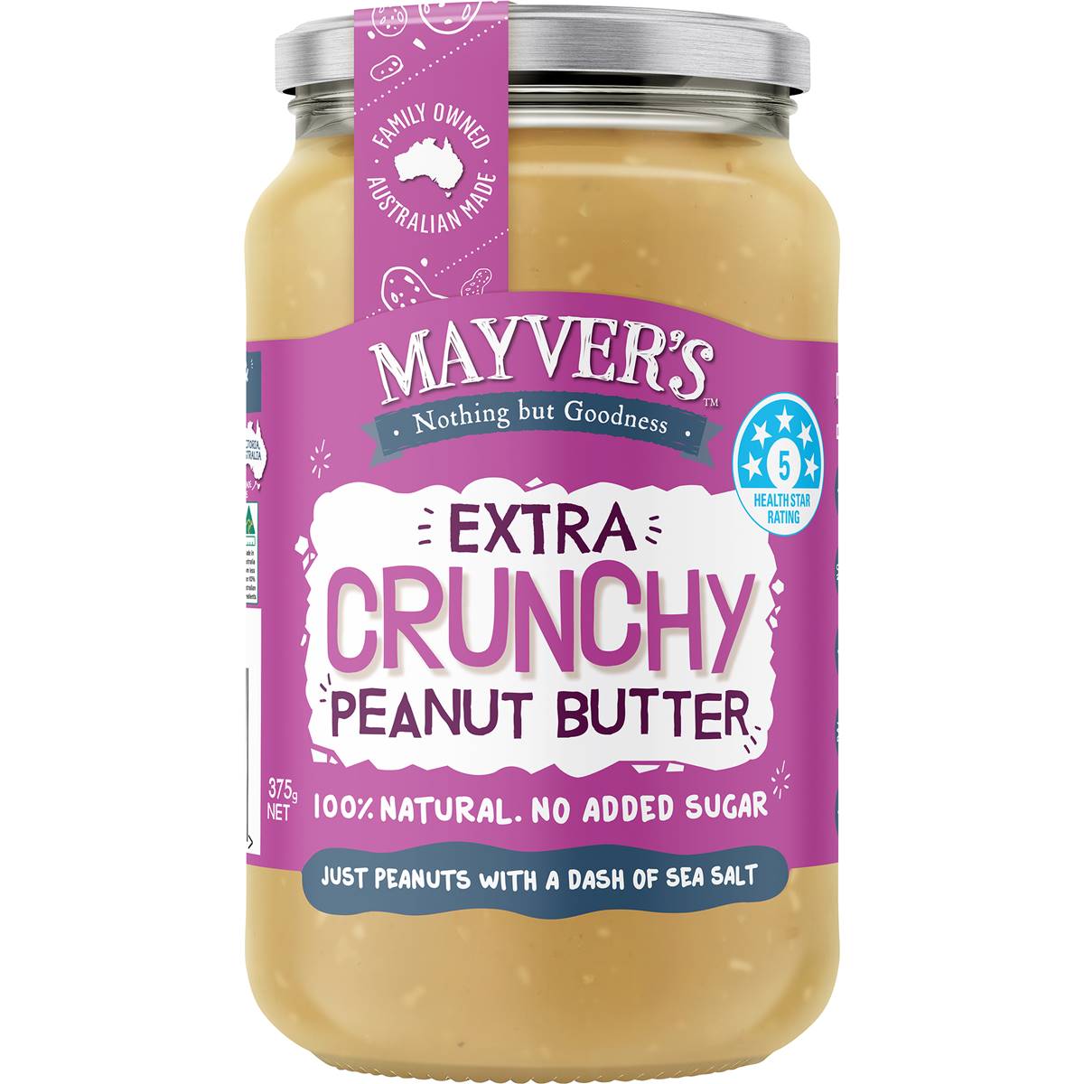 Mayver's Extra Crunchy Peanut Butter 375g