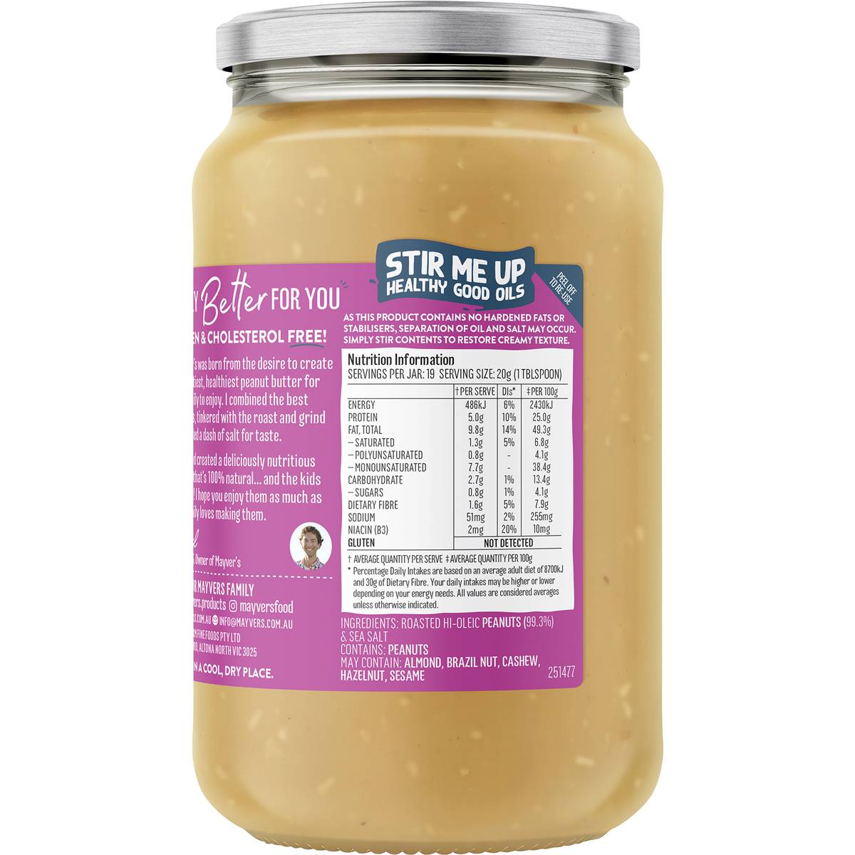 Mayver's Extra Crunchy Peanut Butter 375g