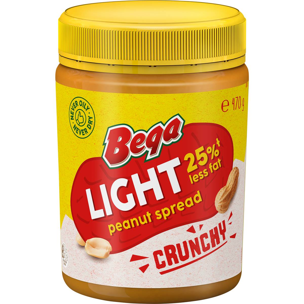 Bega Light Peanut Spread Crunchy 470g