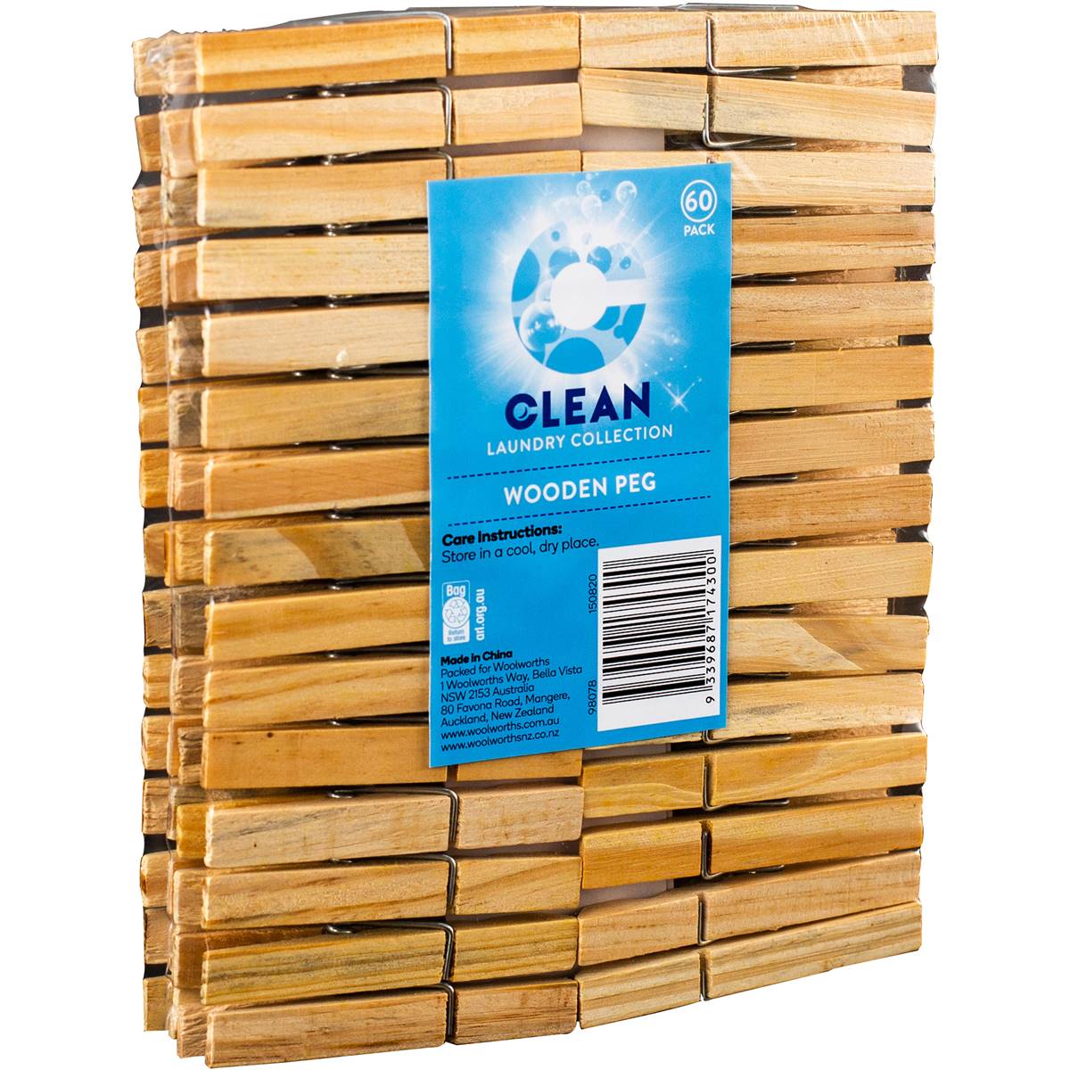 Clean Wooden Peg 60 Pack