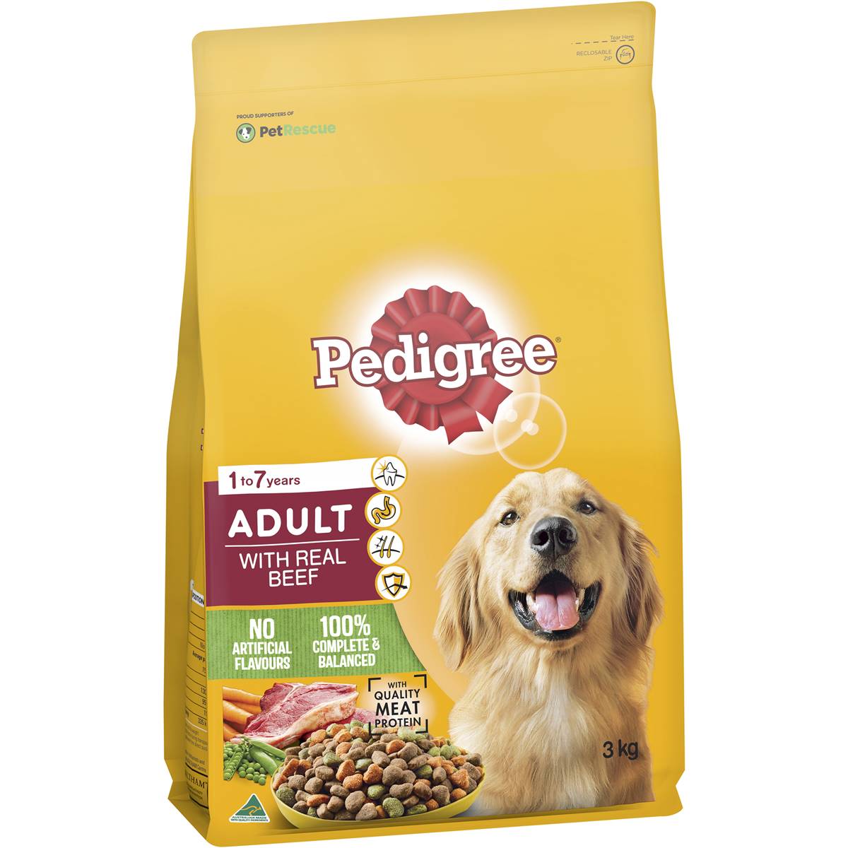 Pedigree Adult Dry Dog Food with Real Beef 3kg