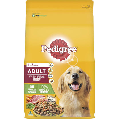Pedigree Adult Dry Dog Food with Real Beef 3kg