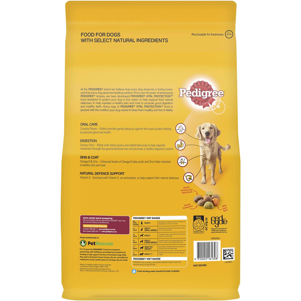Pedigree Adult Dry Dog Food with Real Beef 3kg