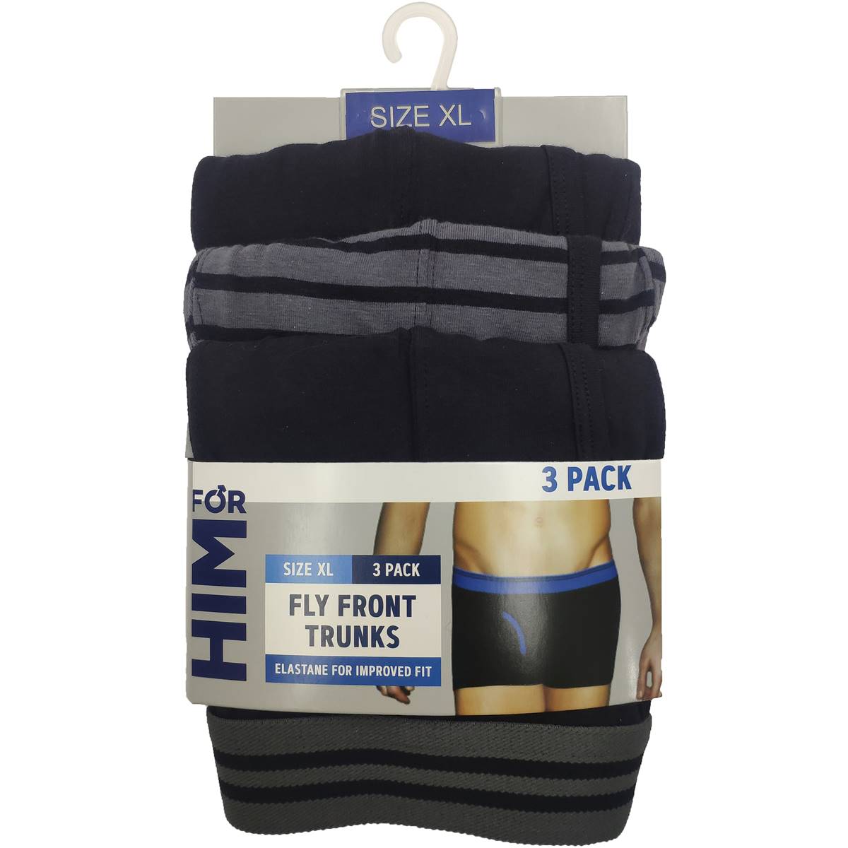 For Him Fly Front Trunks Xlarge Assorted 3 Pack