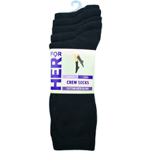 For Her Crew Socks Black Size 9-11 5 Pack