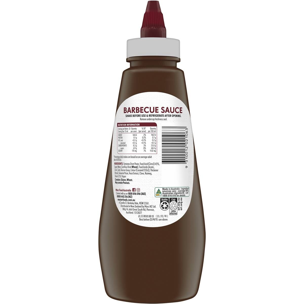 MasterFoods Barbecue Sauce 500ml