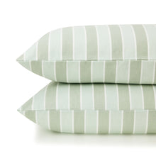 Stripe Flannelette Cotton Sheet Set - King Bed, Sage