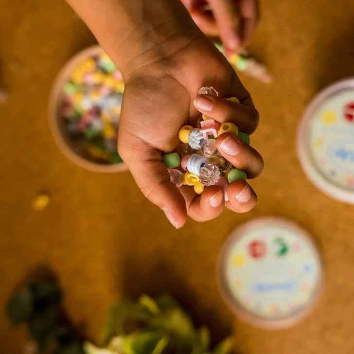 Dantoy Large Recycled Beads Pastel Colours 520pcs Art and Craft Loose Parts Classroom Set Clearance 3yrs+