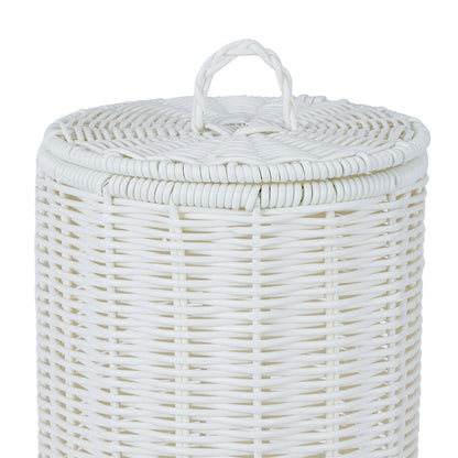 White Rattan Look Toilet Roll Holder