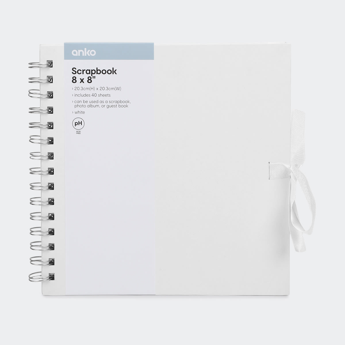 8in. x 8in. Scrapbook - White
