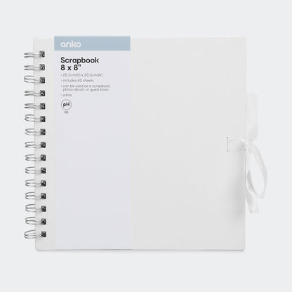 8in. x 8in. Scrapbook - White