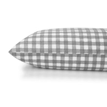 Gingham Cotton Flannelette Sheet Set - Single Bed, Grey