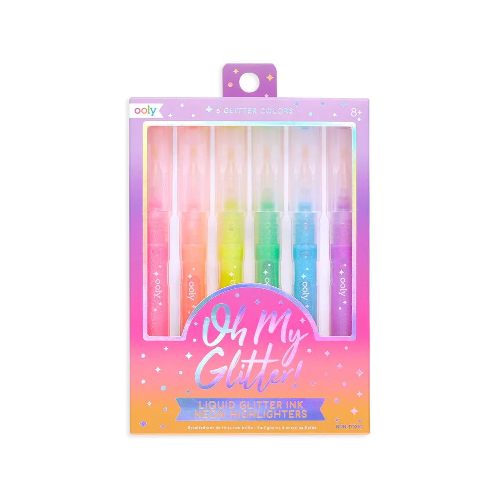Ooly 6 Oh My Glitter Neon Highlighters Stationary Art and craft for kids 6yrs+