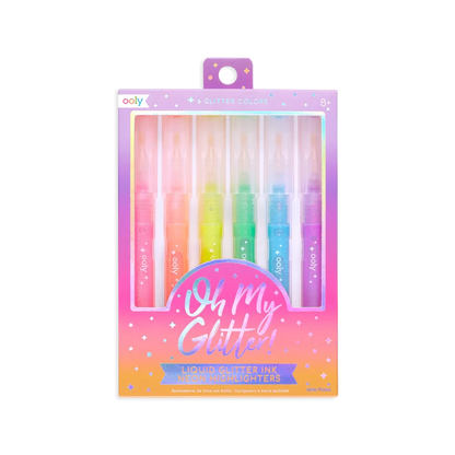 Ooly 6 Oh My Glitter Neon Highlighters Stationary Art and craft for kids 6yrs+