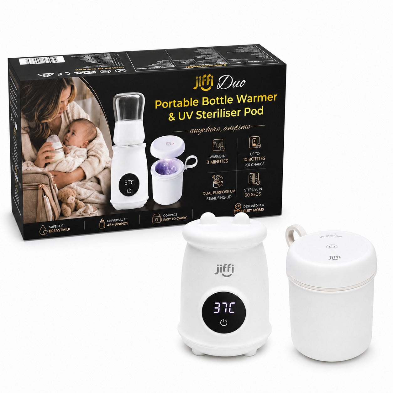 Jiffi DUO - Portable Warmer and Sterilising Pod - White (AVAILABLE)