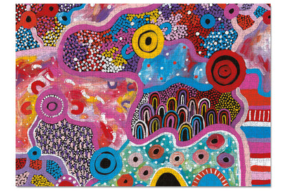 1000 Piece Aboriginal Jigsaw Puzzle  Budgubulla Mulganai by Journey of Something First Nations Resources Aboriginal Symbols DISCONTINUED 12yrs+