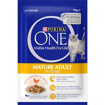 Purina One Adult Mature 7+ With Chicken In Gravy Wet Cat Food 70g