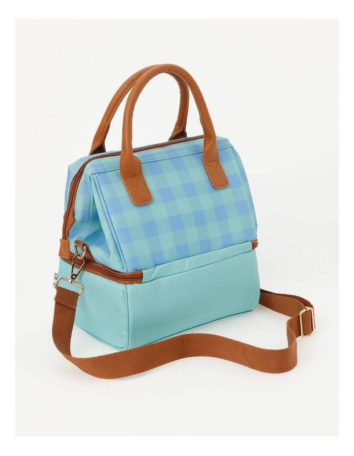 Double Layer Lunch Bag in Blue Check