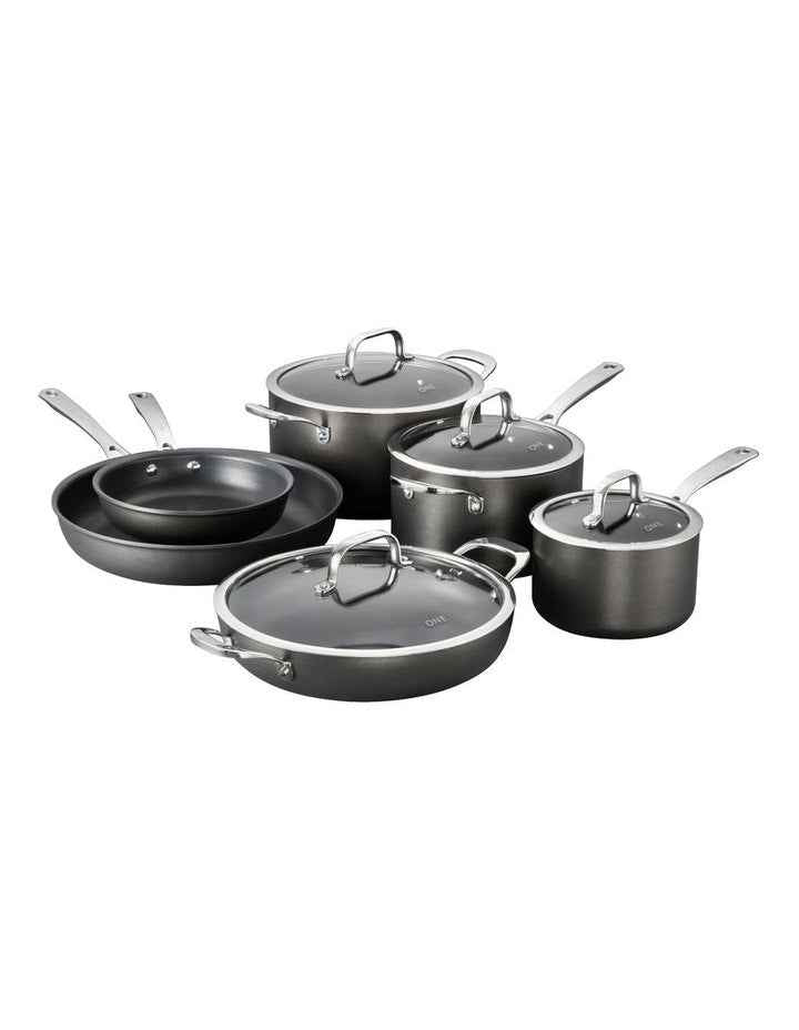 ONE Hard Anodised 6 Piece Cookset in Black