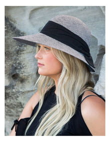 Debby Sun Cloche Hat in Black/White