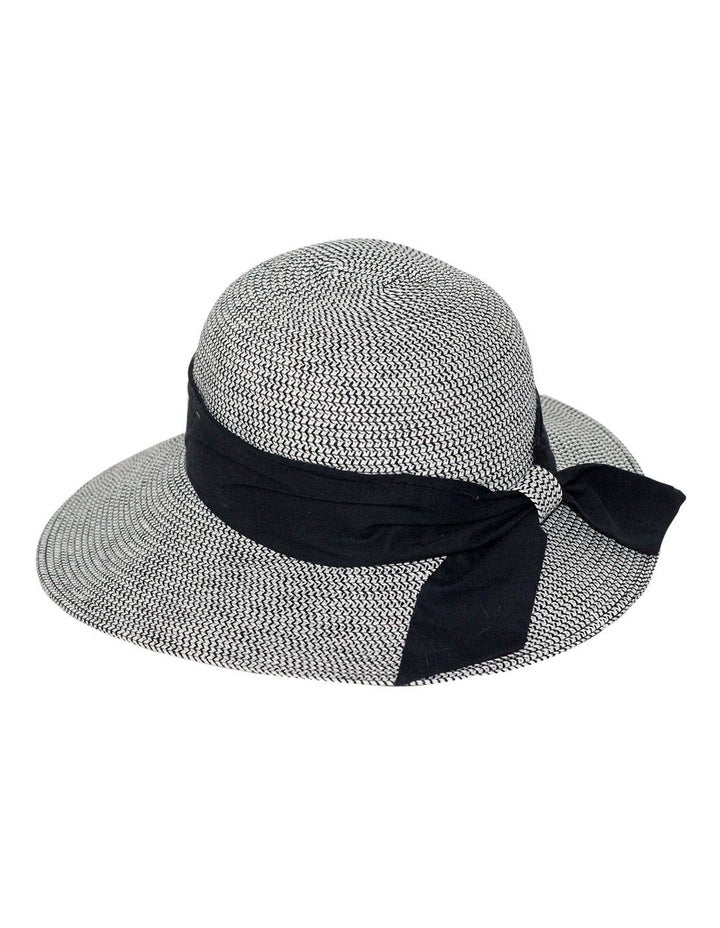Debby Sun Cloche Hat in Black/White