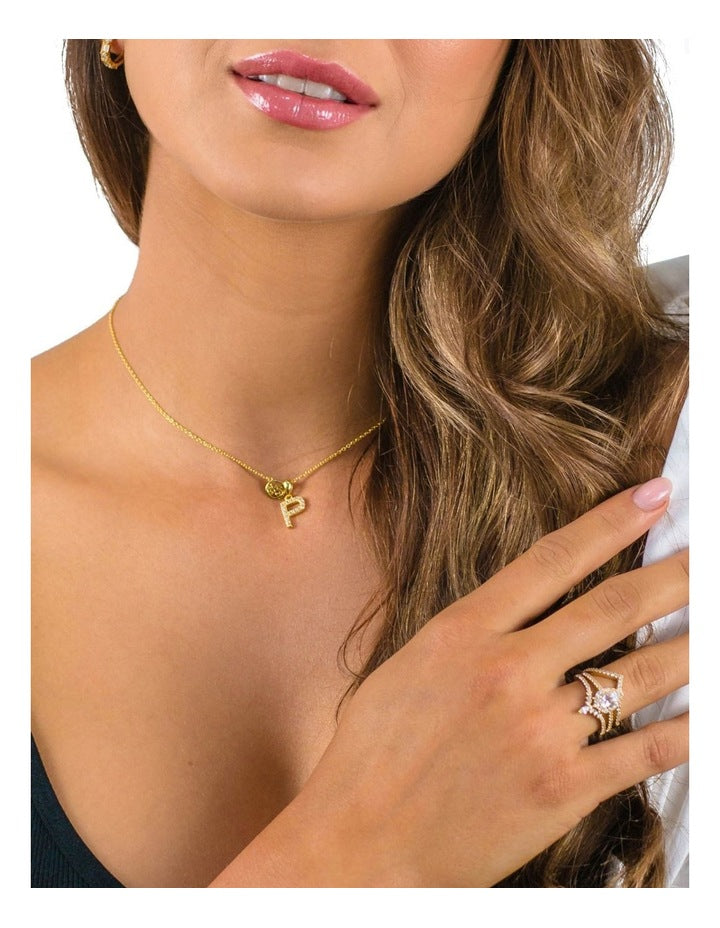 Luxury Letters 'P' Initial Pendant in Gold