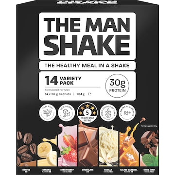 The Man Shake Variety Meal Replacement Powder 56g x 14 pack