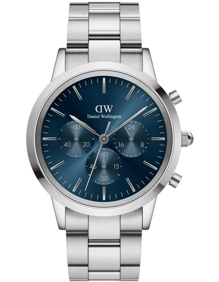 Iconic 42mm Arctic Steel Chronograph Watch in Silver