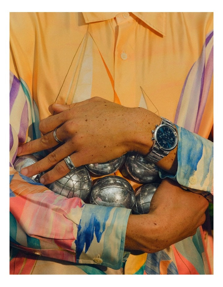 Iconic 42mm Arctic Steel Chronograph Watch in Silver