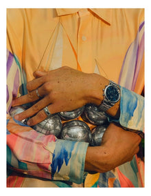 Iconic 42mm Arctic Steel Chronograph Watch in Silver