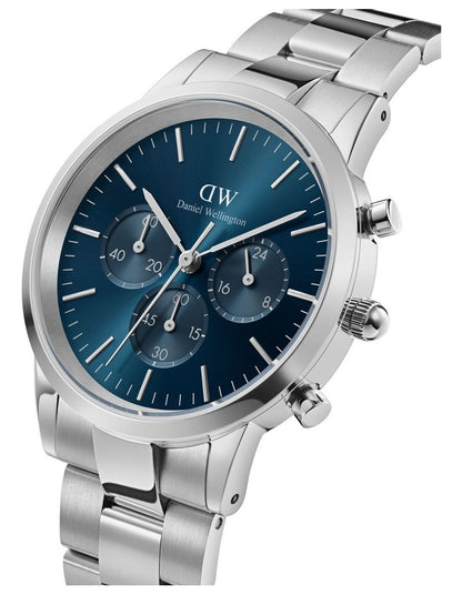 Iconic 42mm Arctic Steel Chronograph Watch in Silver