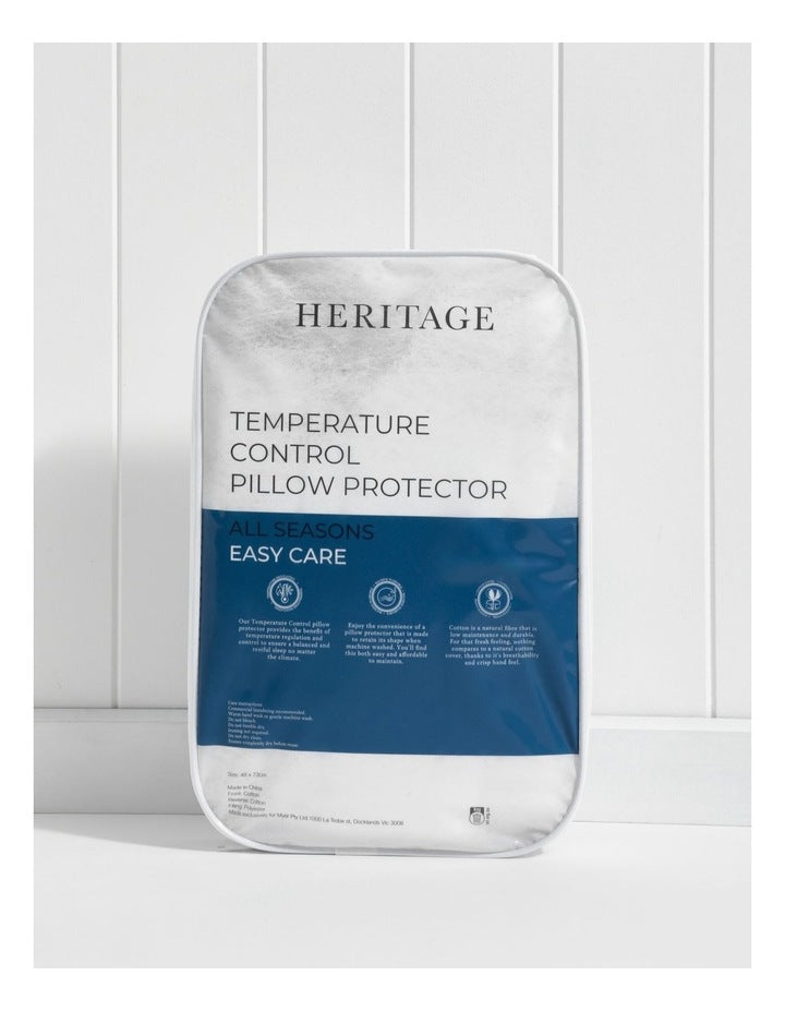 Temperature Control Pillow Protector in White