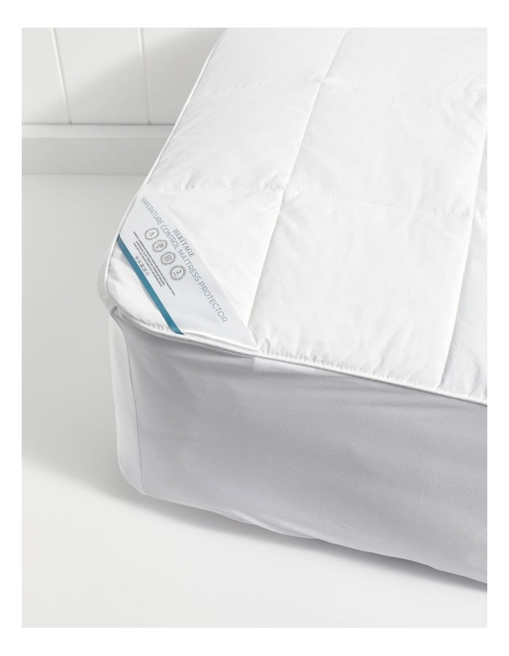Temperature Control Mattress Protector in White