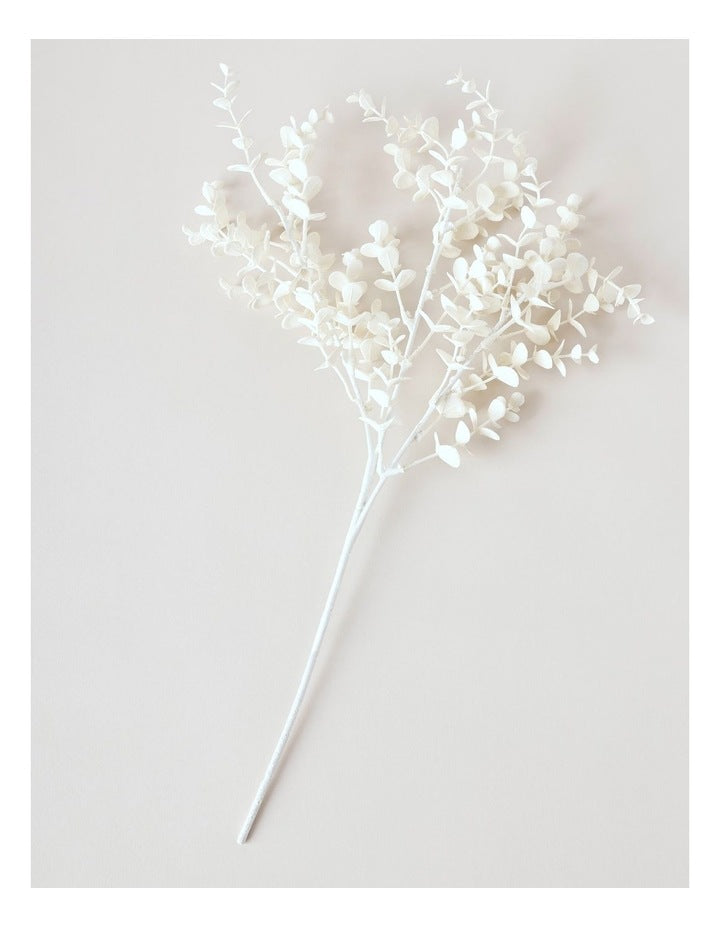 Eucalyptus Christmas Faux Plastic Glittered Eucalyptus Christmas Pick 50cm in White