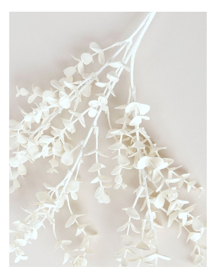 Eucalyptus Christmas Faux Plastic Glittered Eucalyptus Christmas Pick 50cm in White