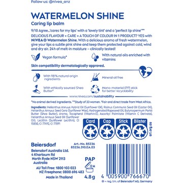 Nivea Lip Care Balm Watermelon Shine 4.8g