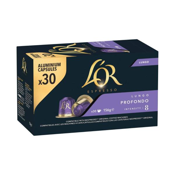 L'OR ESPRESSO LUNGO PROFOUNDO INTENSITY 8 COFFEE CAPSULES NESPRESSO* COMPATIBLE 30 PACK