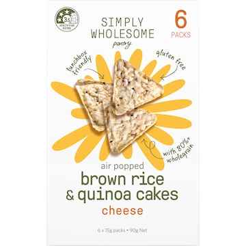 Simply Wholesome Pantry Air Popped Brown Rice & Quinoa Cakes Cheese 15g x 6 pack
