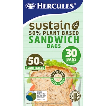 Hercules Sustain 50% Plant Based Sandwich Bags 30 pack