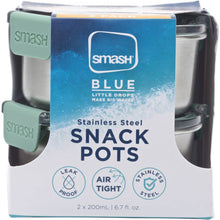 Smash Blue Stainless Steel Snack Pots 200ml Assorted 2 Pack