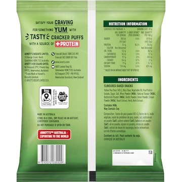 Arnott's Snack Right + Protein Cracker Puffs Sour Cream & Chives 80g