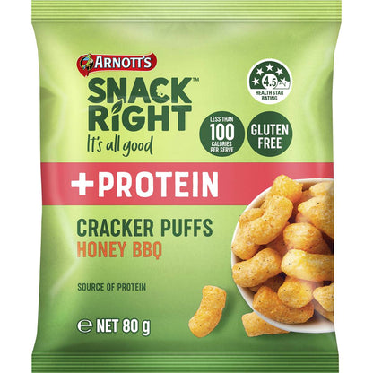 Arnotts Snack Right Cracker Puffs Honey BBQ 80g