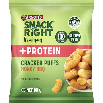 Arnott's Snack Right Cracker Puffs Honey BBQ 80g