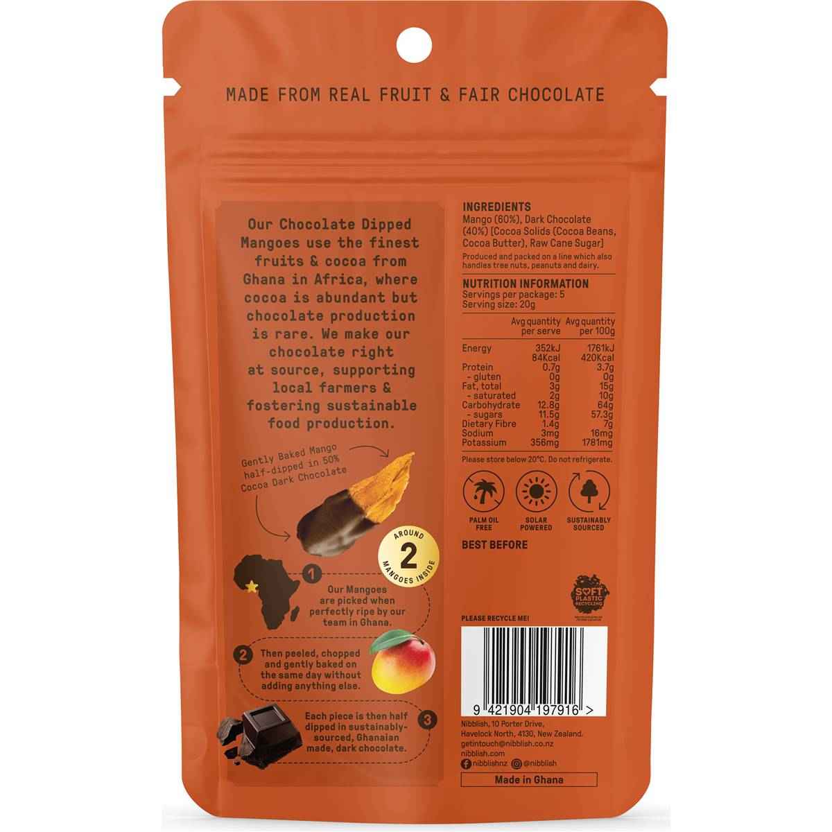 Nibblish Chocolate Dipped Mango 100g