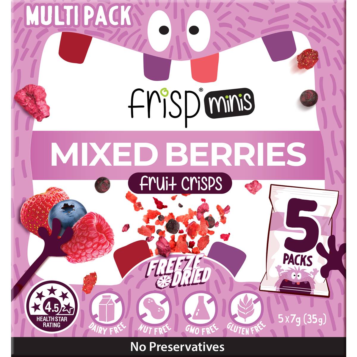 Frisp Minis Mixed Berries Fruit Crisps 7g x 5 pack