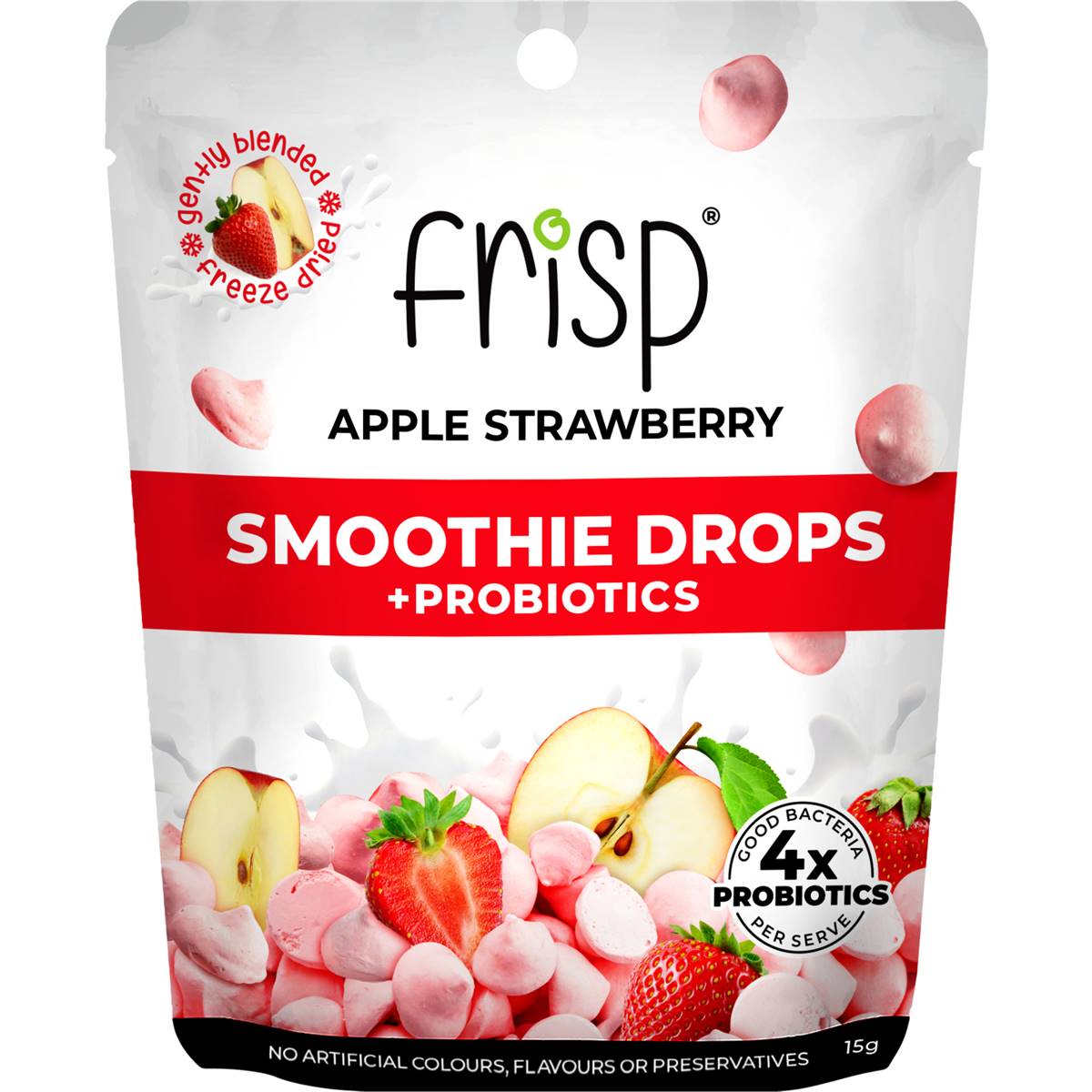 Frisp Smoothie Drops + Probiotics Apple Strawberry 15g