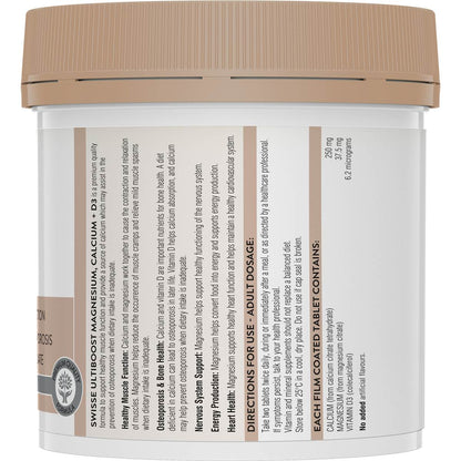 Swisse Ultiboost Magnesium, Calcium + D3 Tablets 180 pack