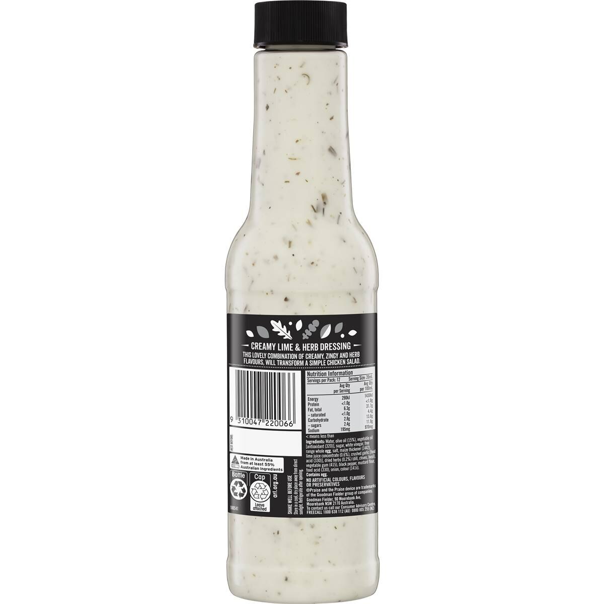 Praise Creamy Lime & Herb Dressing 250ml