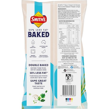 Smith's Crinkle Cut Baked Potato Chips Sour Cream & Chives 130g