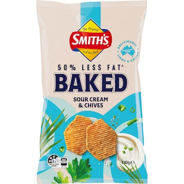Smith's Crinkle Cut Baked Potato Chips Sour Cream & Chives 130g